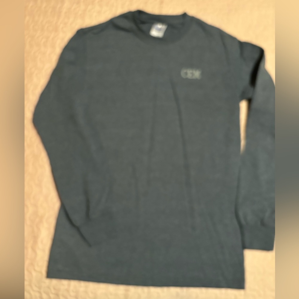 Mens Gray Long Sleeve T Shirt CEM Gildan Ultra Cotton Soft Small